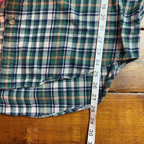 Eddie Bauer Button Down Flannel Men's Plaid Long Sleeve Green White Blue 307263 - Picture 7 of 8